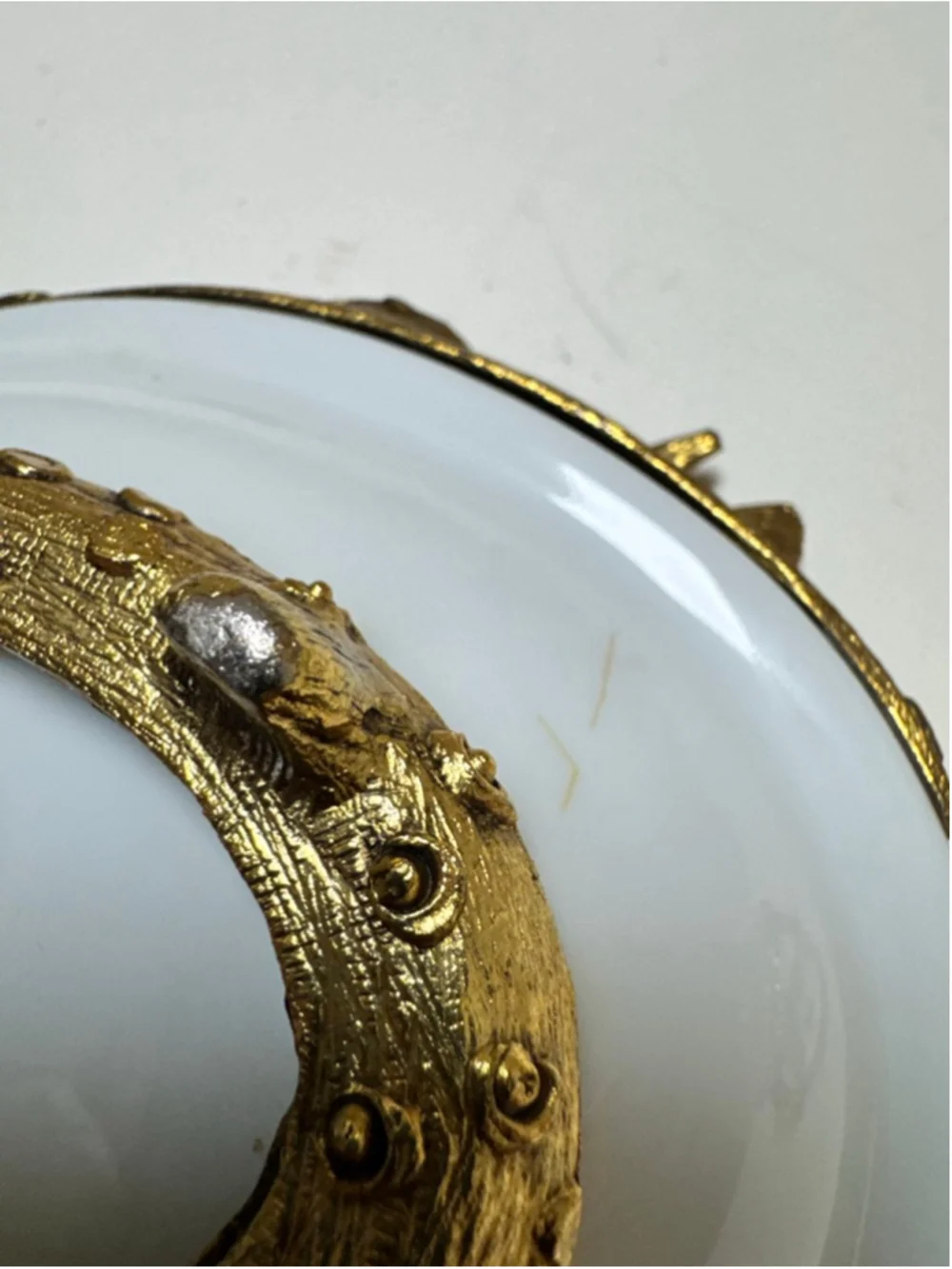 Lefton China White and Gold Bird Bath Vanity Hollywood Regency- 3 pc Set